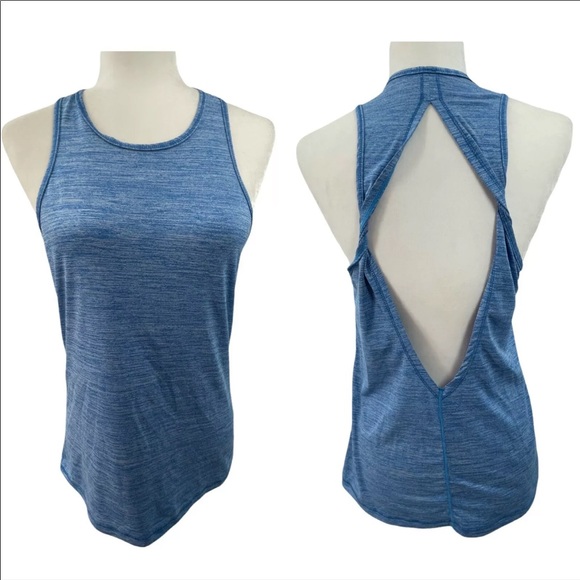 lululemon athletica Tops - Lululemon Trapeze Twist Tank Top Heathered Blue Open Back Sleeveless Size 4
